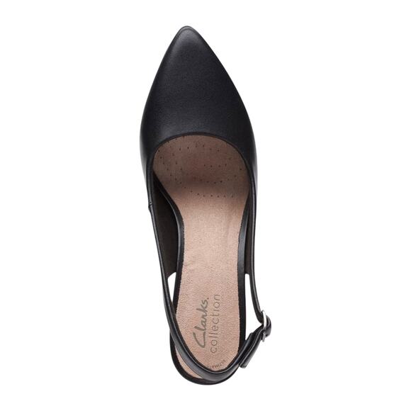 Clarks Women's Kataleyna Step Pointed Toe Leather Slingback Pumps Black Size 9 W - Picture 4 of 5